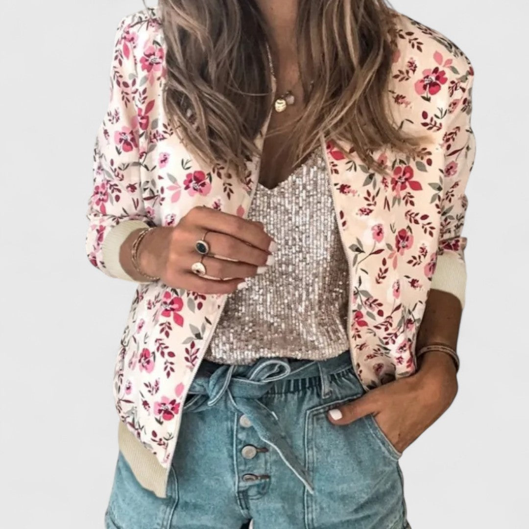 Margot – Chic Floral Bomber Cardigan for Stylish Moments
