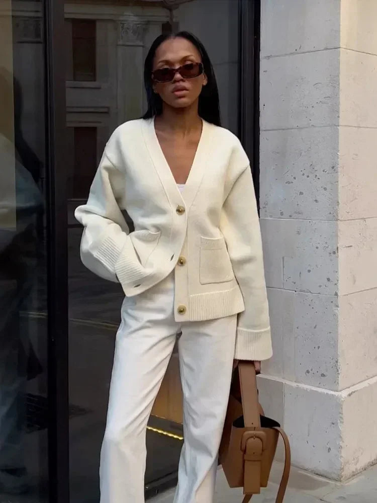 V-Neck Knit Cardigan - Soft, Cozy Layer for Everyday Style