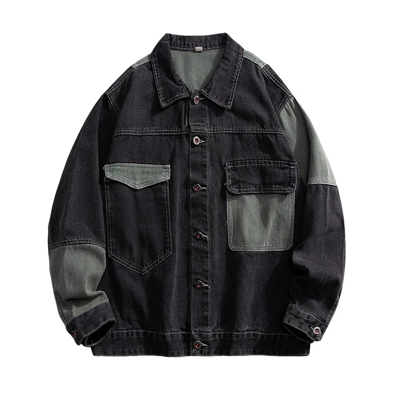 Jeans jacket with stitched seams in various colors