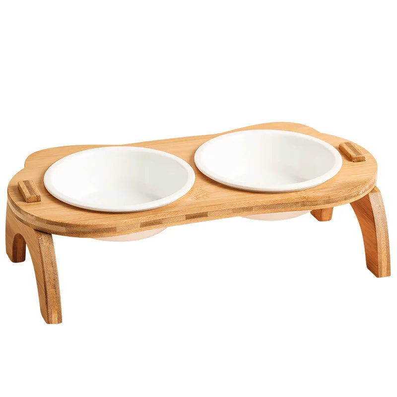 Elegant Elevated Bamboo Feeding Bowls