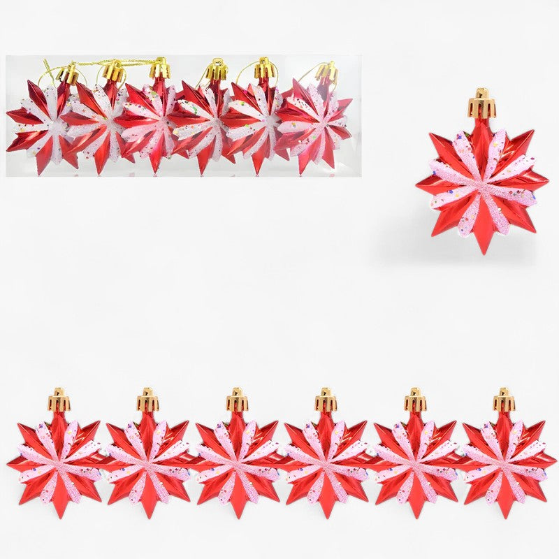 Festive Red Christmas Ornaments – Set of 6 Candy and Snowflake Decorations for a Magical Christmas