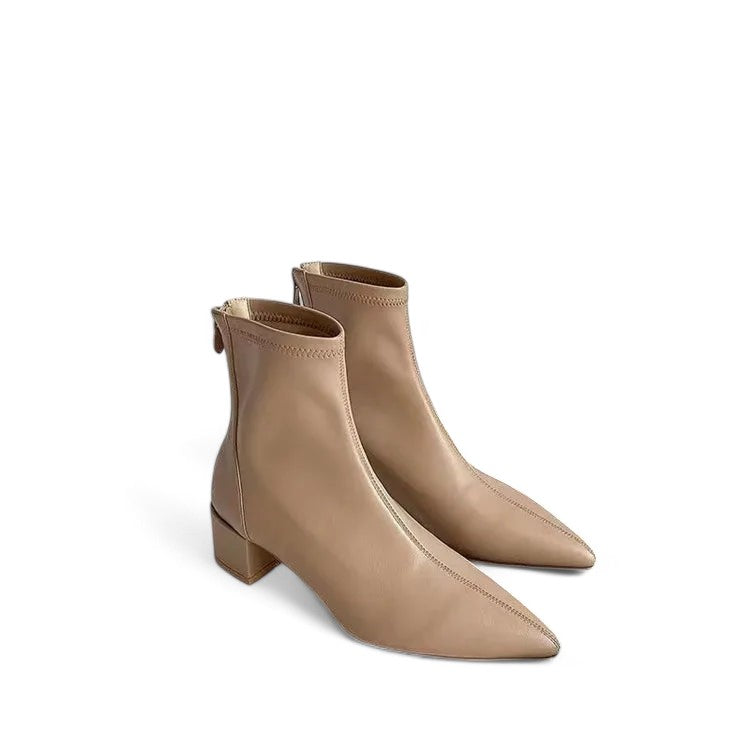 Chic Women's Pointed-Toe Boots with Back Zip Closure — Sleek, Fashion-Forward Footwear