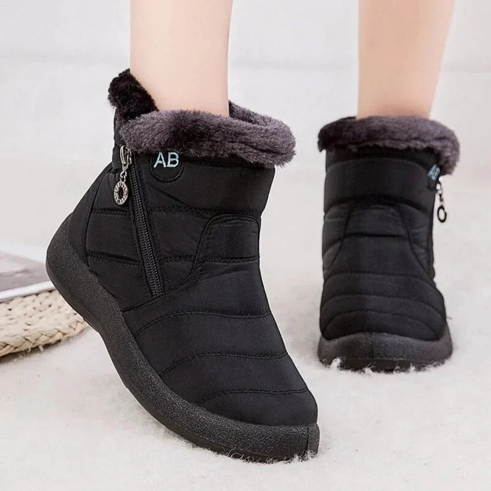 Cozy Women's Waterproof Warm Snow Boots with Flat Heel and Side Zipper