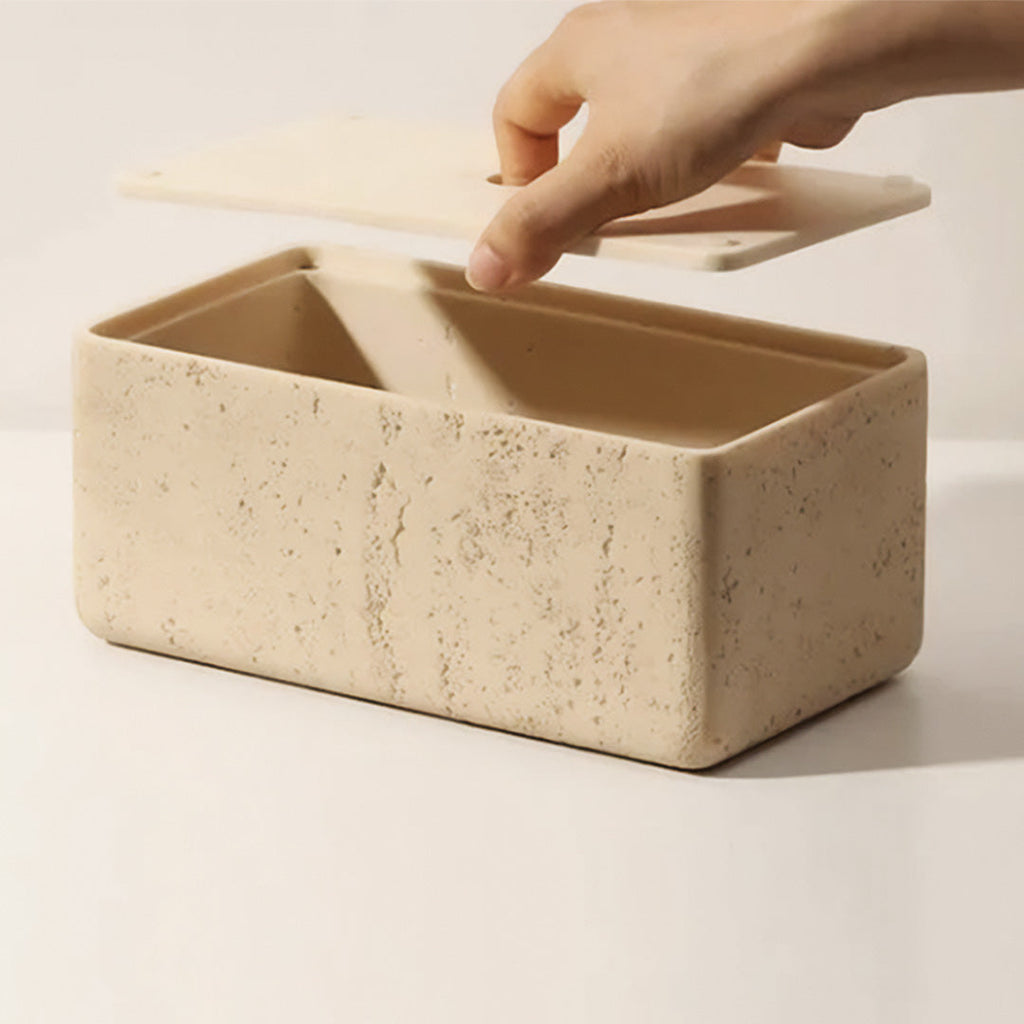 Tissue box in natural travertine
