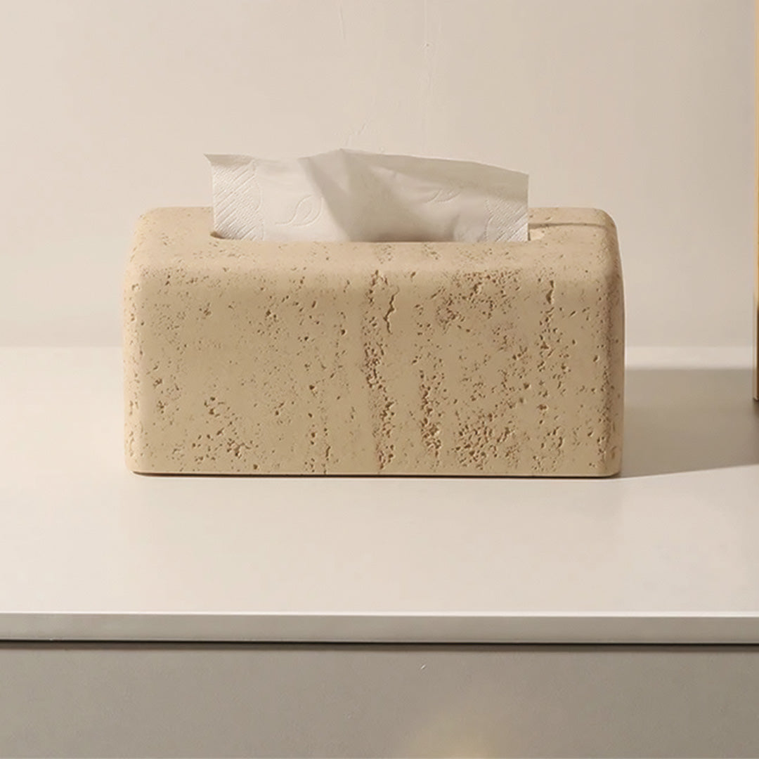 Tissue box in natural travertine