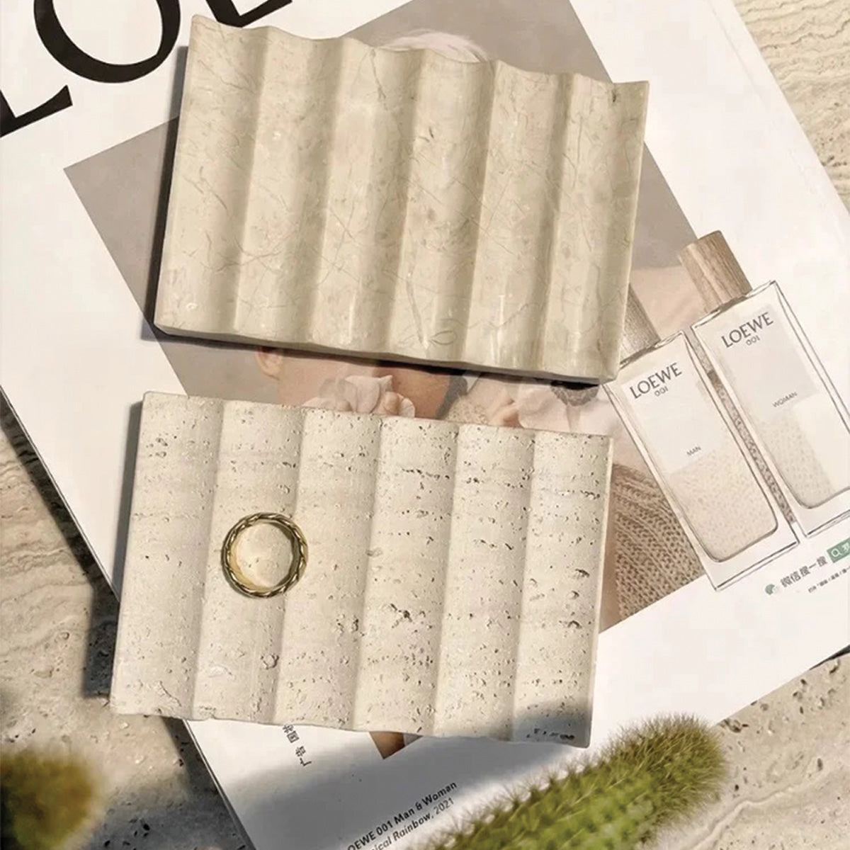 Elegant Cannelé Stone Plateau | Refined Natural Stone Design for a Sophisticated Interior Decoration