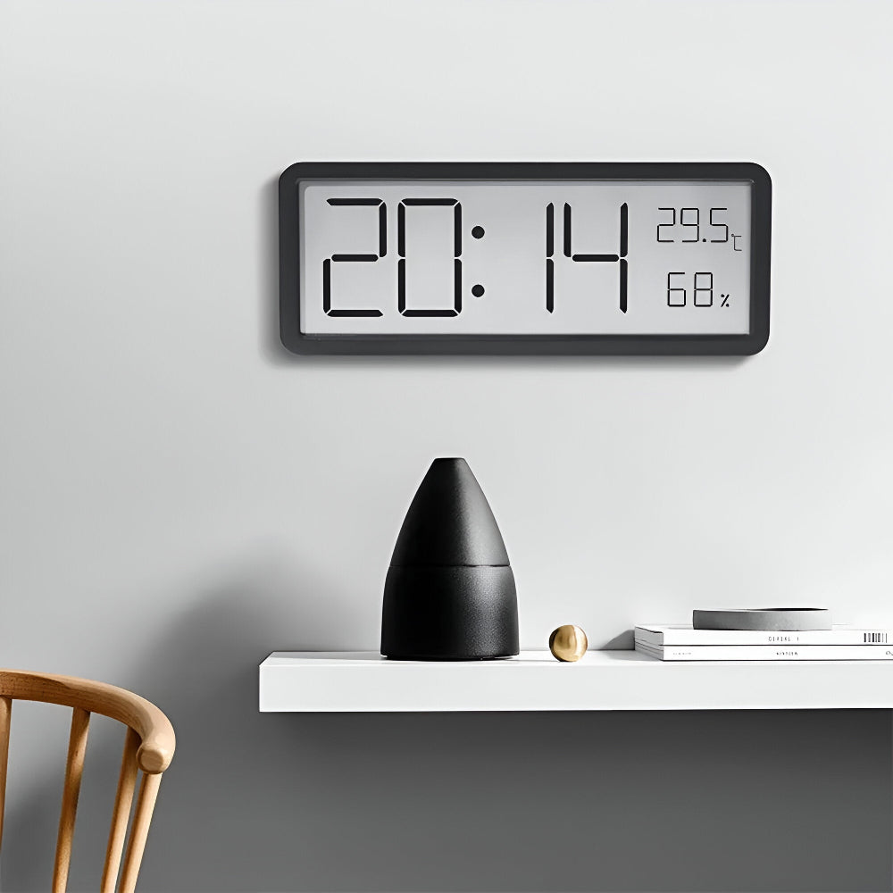 Ione - Modern Digital LED Wall Clock with Temperature and Humidity Display