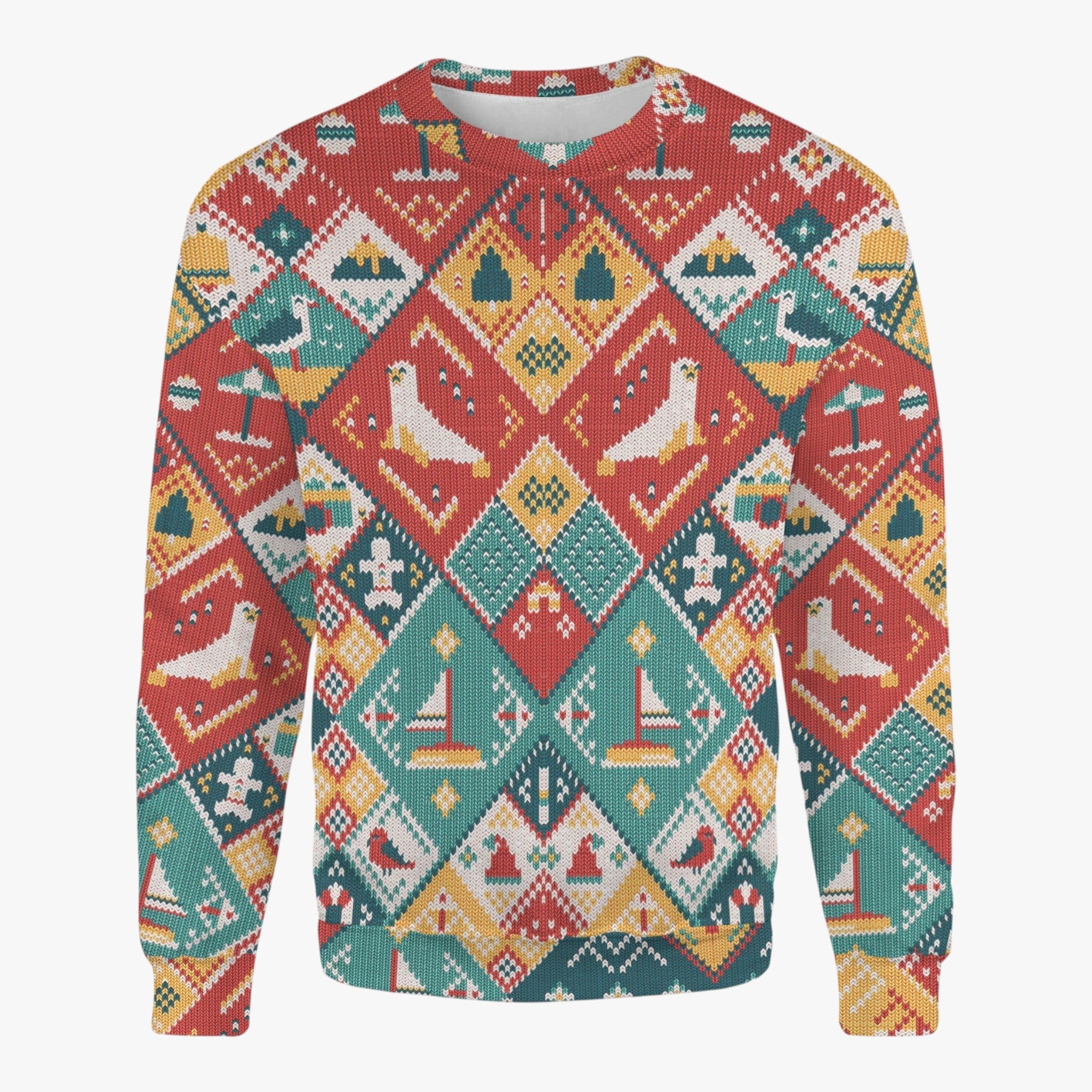 Unisex Comfortable Casual Sweater with Snow-covered Motifs – Ideal for Cozy Winter Style