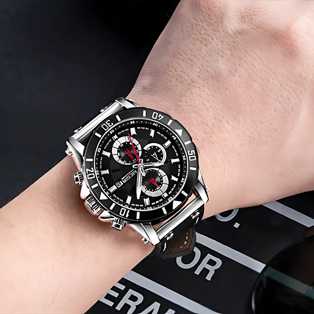 Dazzling Quartz Watch with Elegant Leather Strap