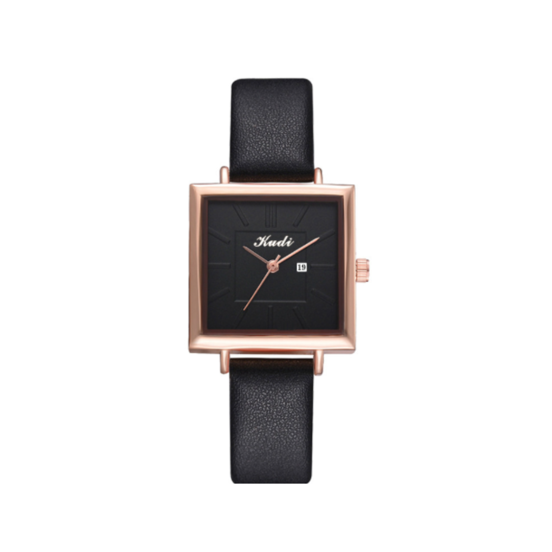Chic Minimalist Quartz Watch with Elegant Plaid