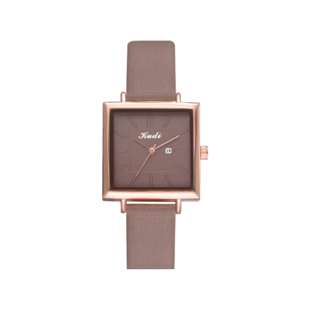 Chic Minimalist Quartz Watch with Elegant Plaid