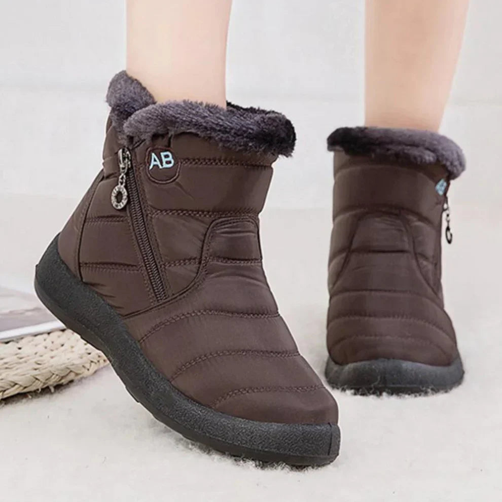 Cozy Women's Waterproof Warm Snow Boots with Flat Heel and Side Zipper