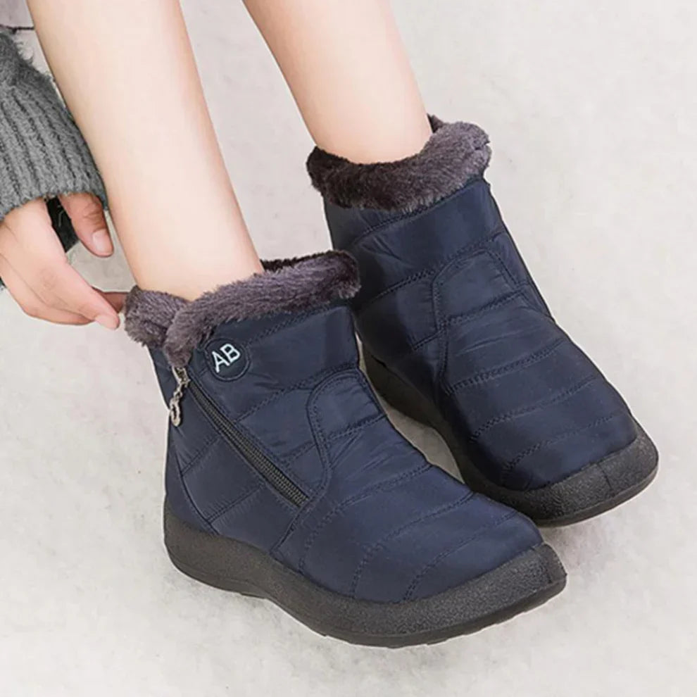 Cozy Women's Waterproof Warm Snow Boots with Flat Heel and Side Zipper