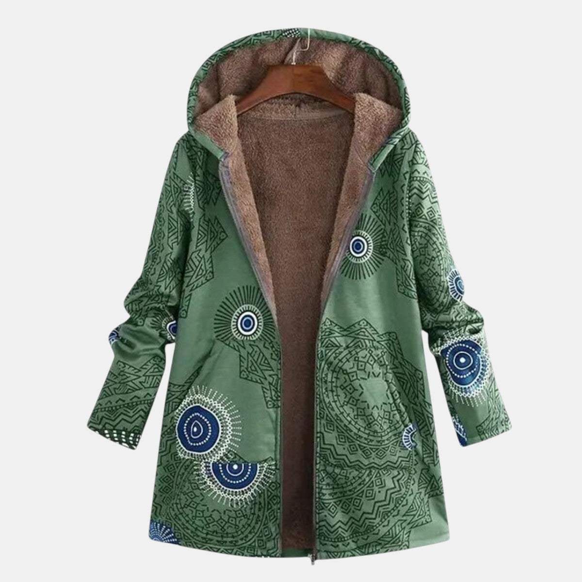Darlene Hooded Coat with Plush Fleece-Lined Interior