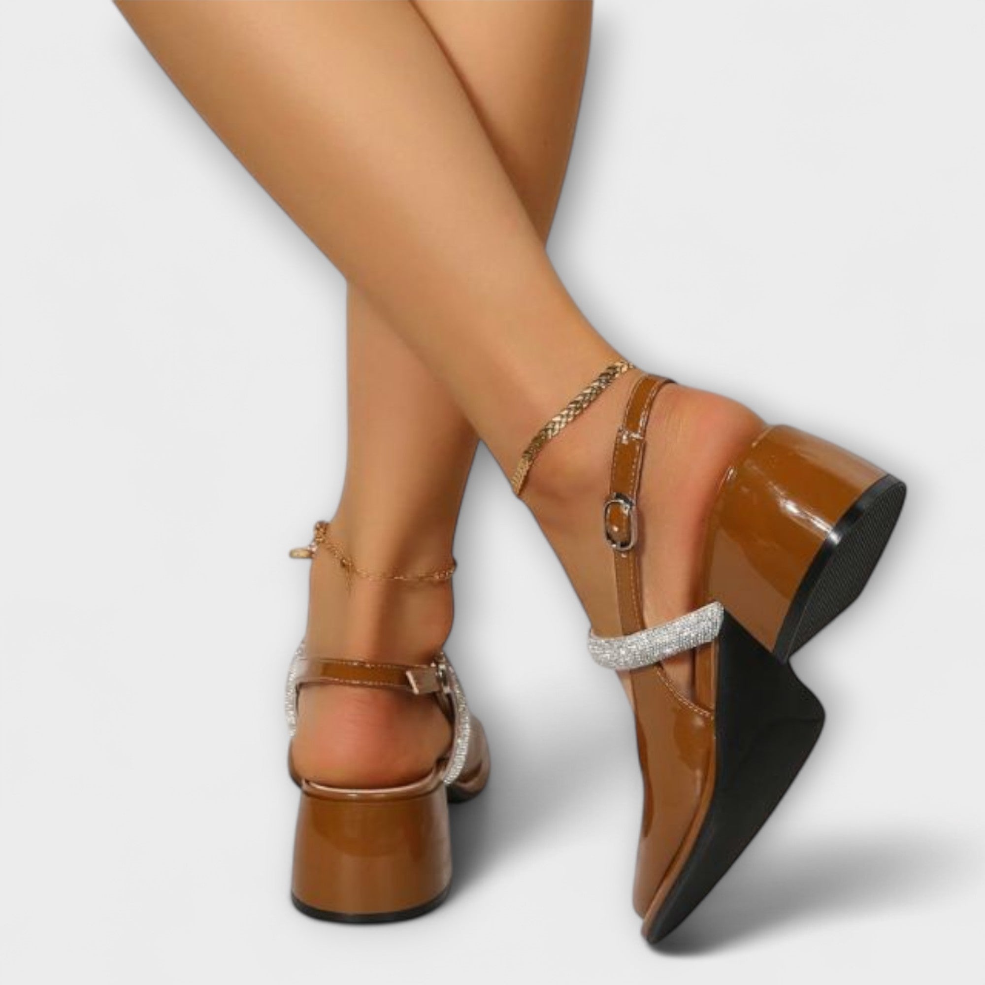 Celandra – Enchanting Mary Jane with sparkling straps and a bold block heel