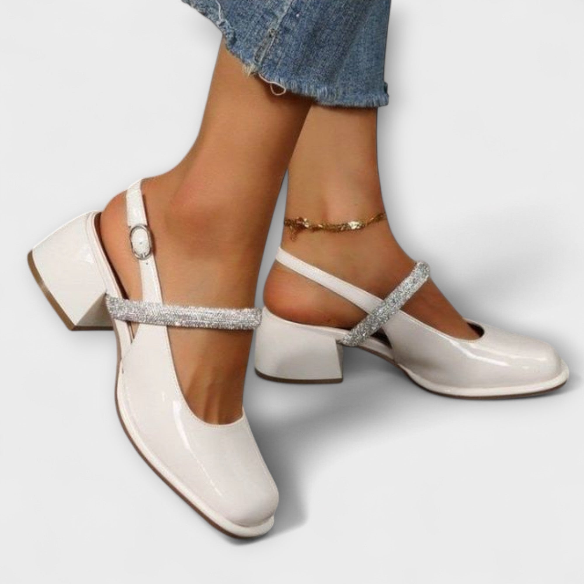 Celandra – Enchanting Mary Jane with sparkling straps and a bold block heel