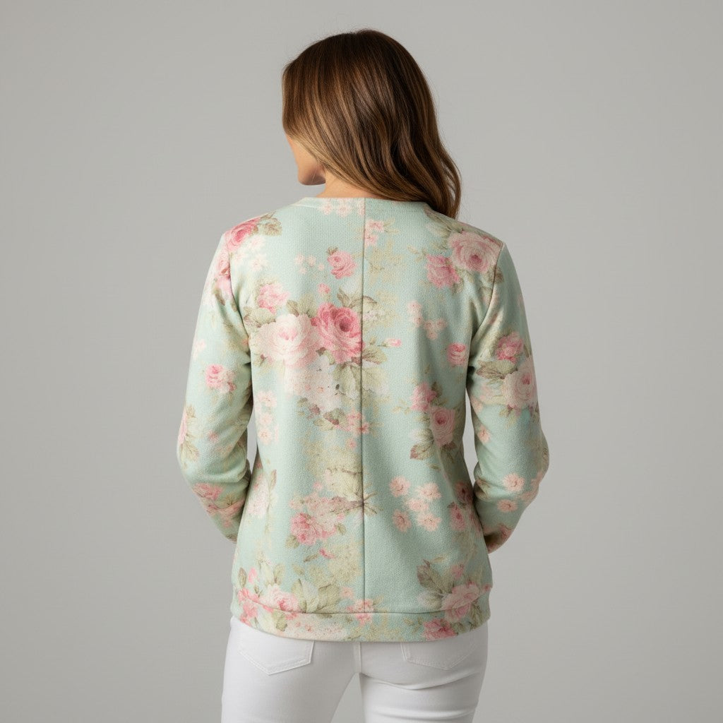 Vintage Floral Cardigan - Timeless Bloom Design, Cozy Knit