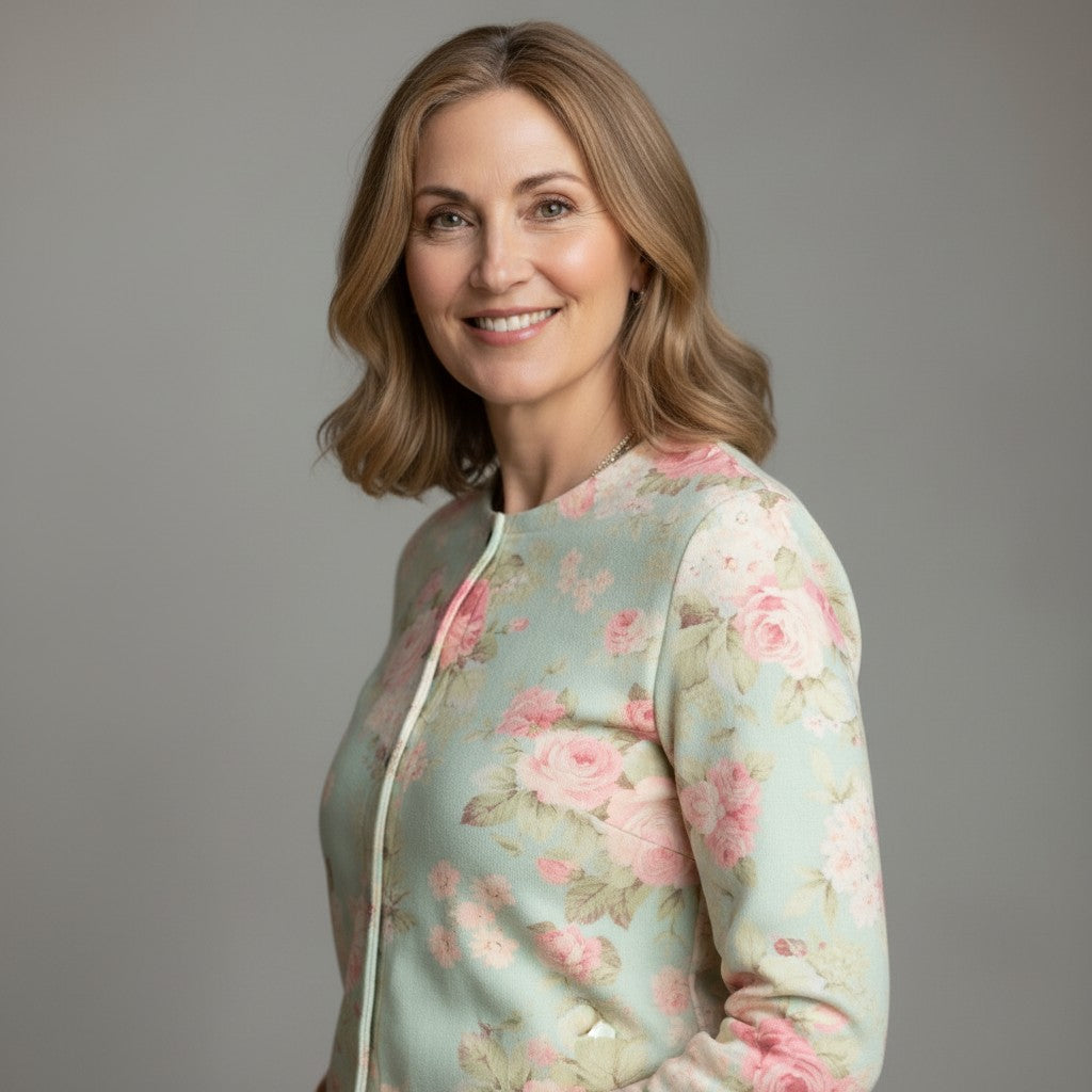 Vintage Floral Cardigan - Timeless Bloom Design, Cozy Knit