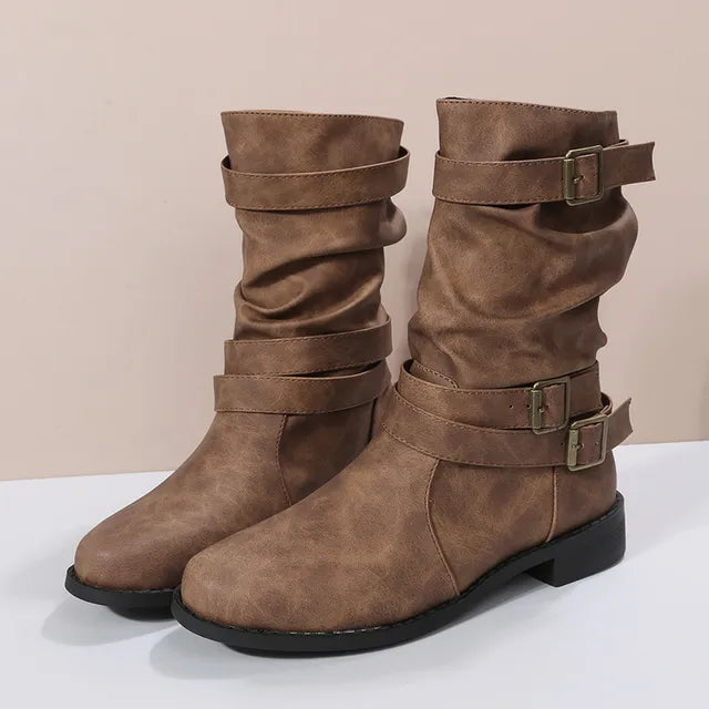Chic Women's Casual Martin Boots with Round-Toe Design