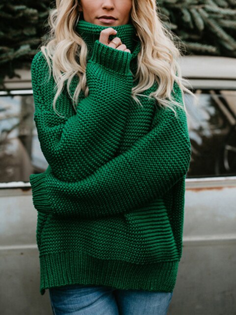 Stylish women's turtleneck knit sweater for an elegant look