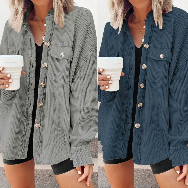 Women's Casual Cardigan with Front Patch Pockets