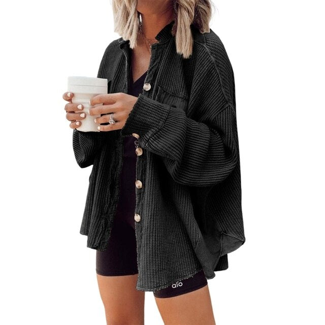 Women's Casual Cardigan with Front Patch Pockets