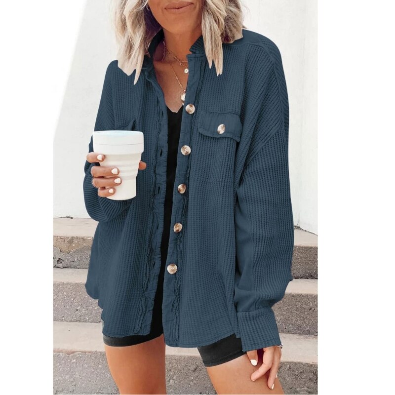 Women's Casual Cardigan with Front Patch Pockets