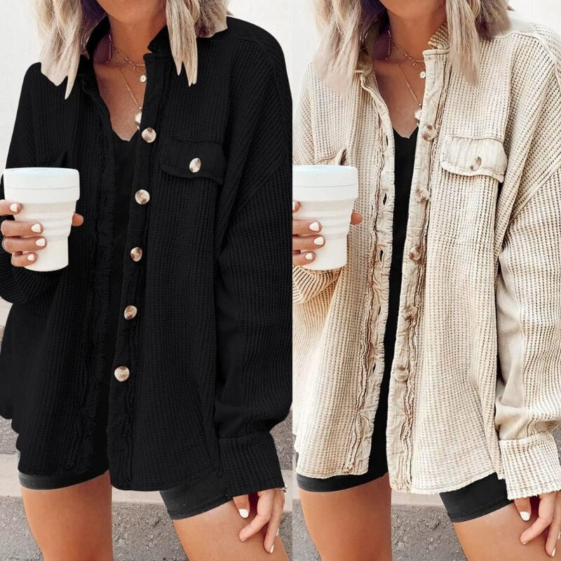 Women's Casual Cardigan with Front Patch Pockets