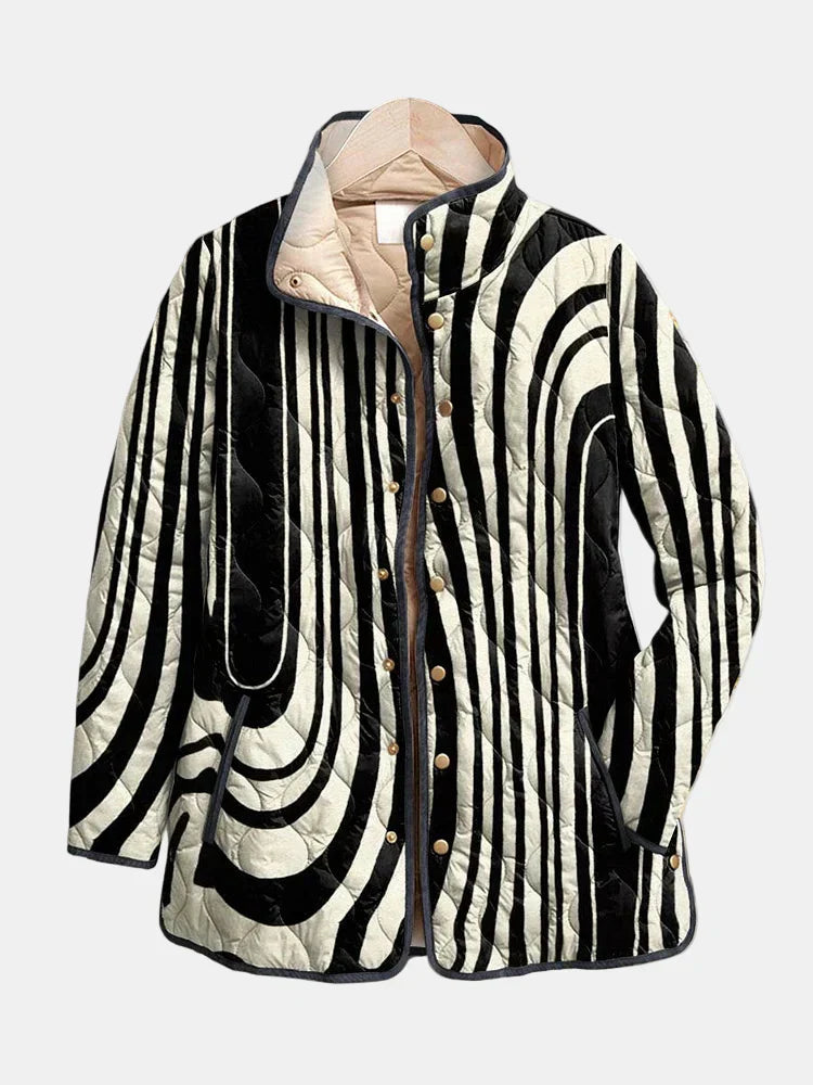 Soraya Quilted Jacket with Bold Abstract Design