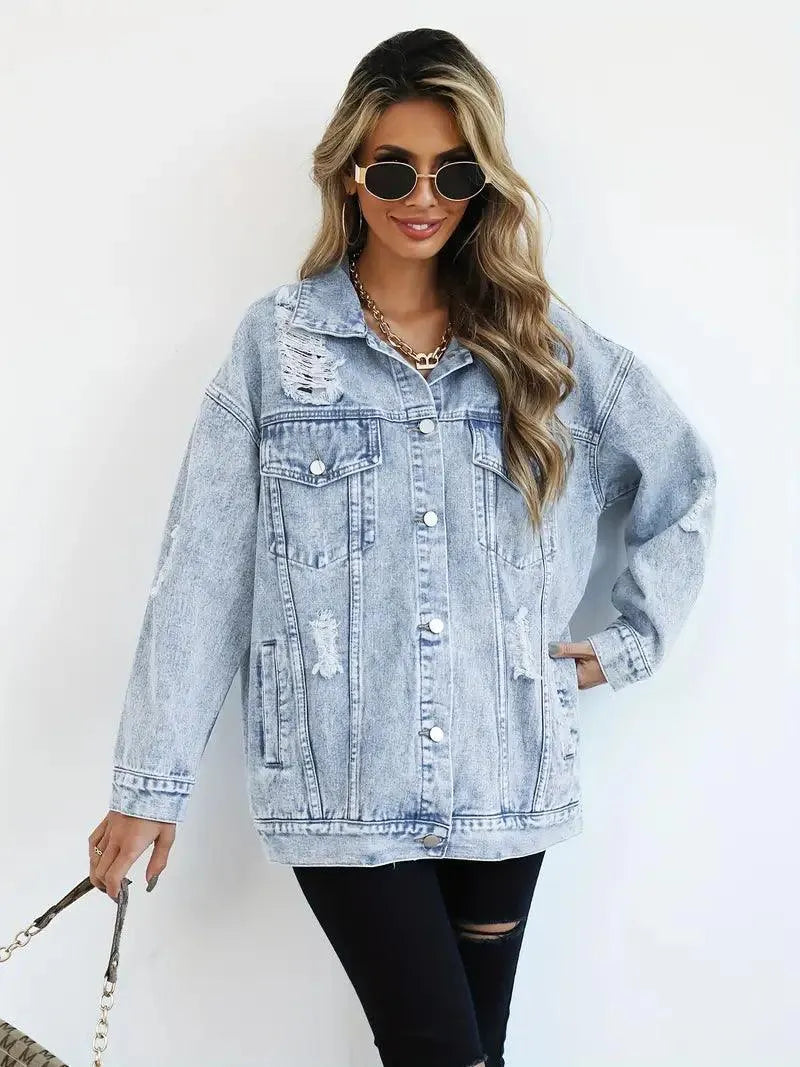 Stylish oversized denim jacket for women for a fashionable look