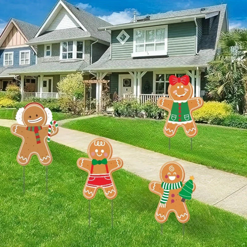 BakeGlow - Golden Santa Lawn Decorations for a Festive Holiday Atmosphere