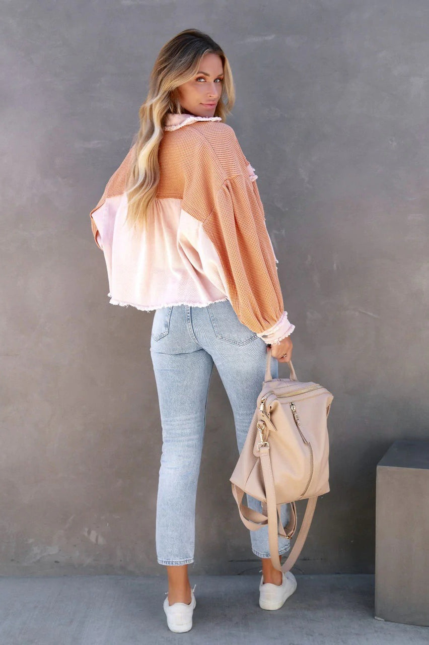 Long-sleeve honeycomb velvet coat for a stylish and warm look