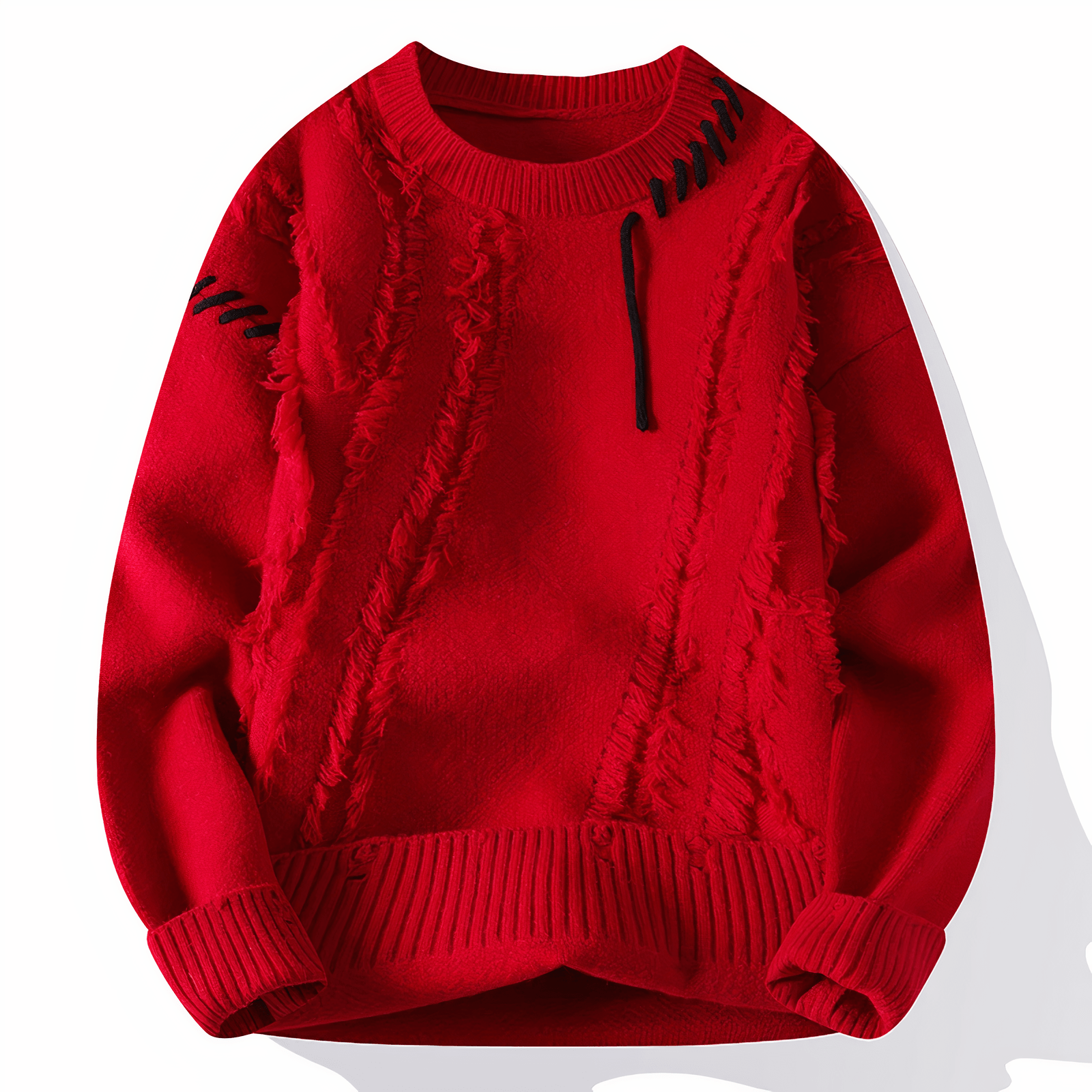 Albert - Stylish Modern Patchwork Sweater with Round Neck for a Trendy Look