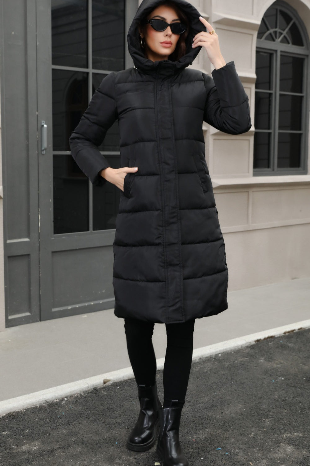 Long Boufre Coat with Hood in Seductive Style and Wide Sizes