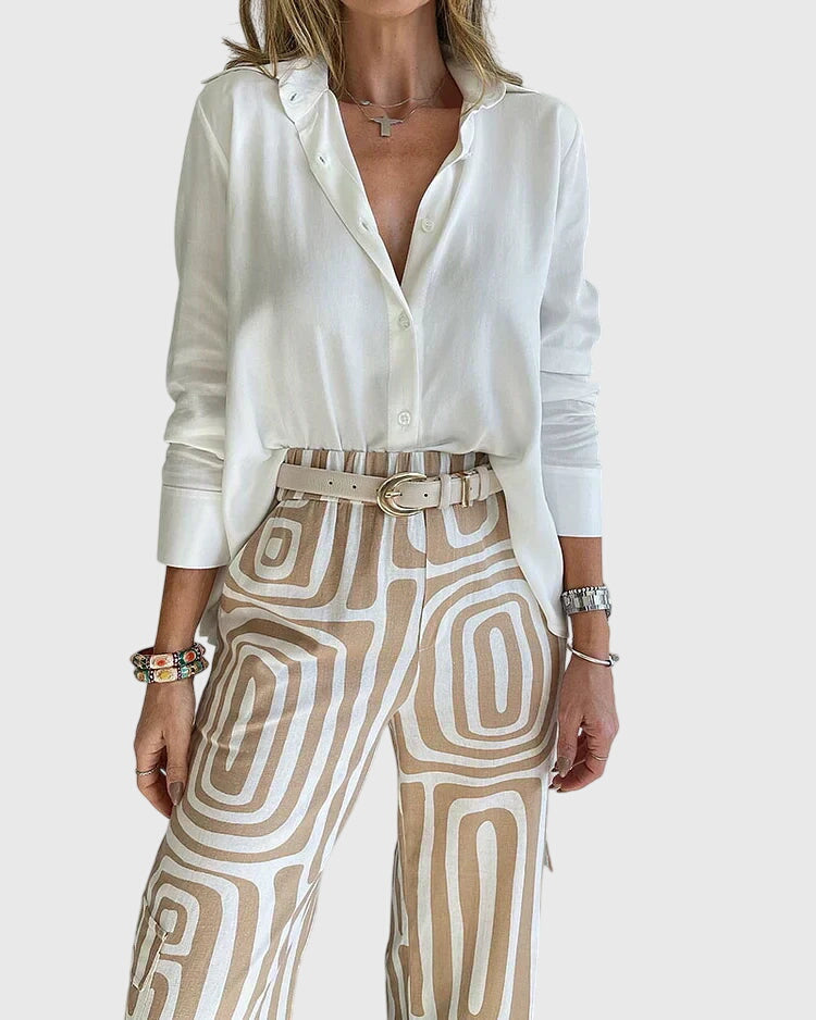 Chic Pants with Complimentary Blouse & Belt