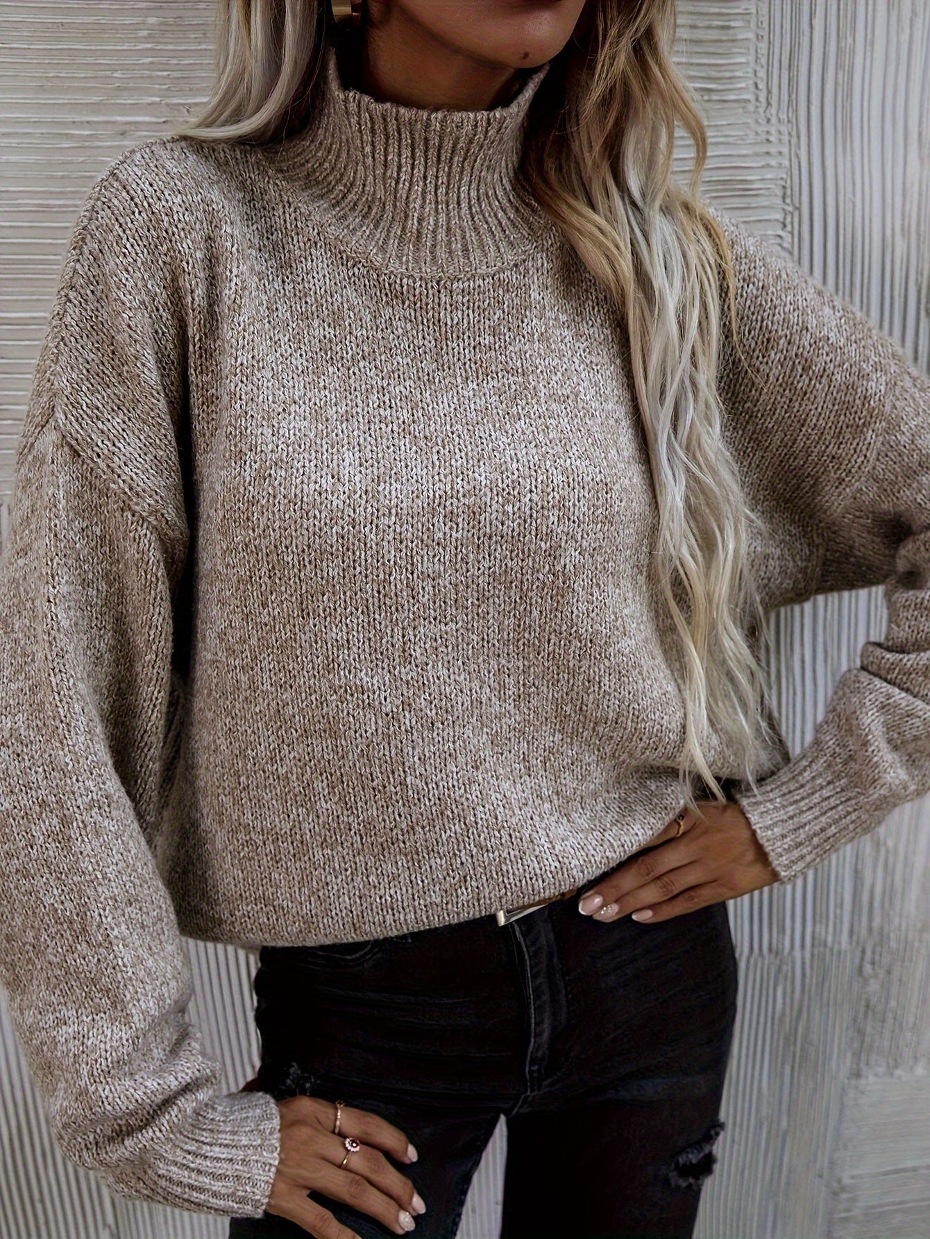 Women's Loose Knit Turtleneck Sweater for Stylish Comfort