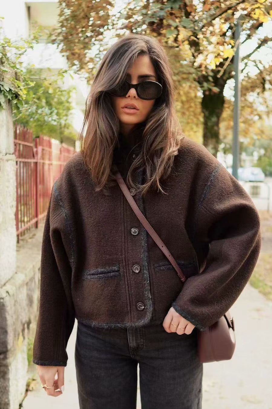 Casual Wool Blend Colorblock Coat for a Stylish and Cozy Look