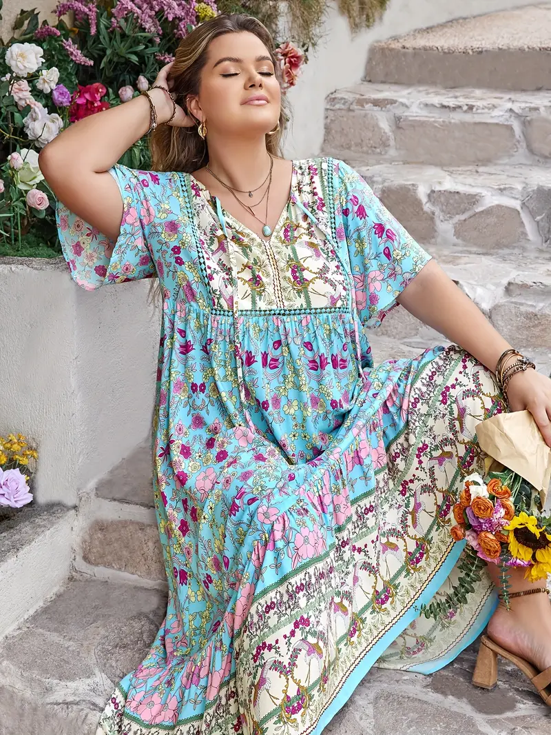 Boho Floral Maxi Dress for Plus Size – Flowy, Flattering & Comfortable