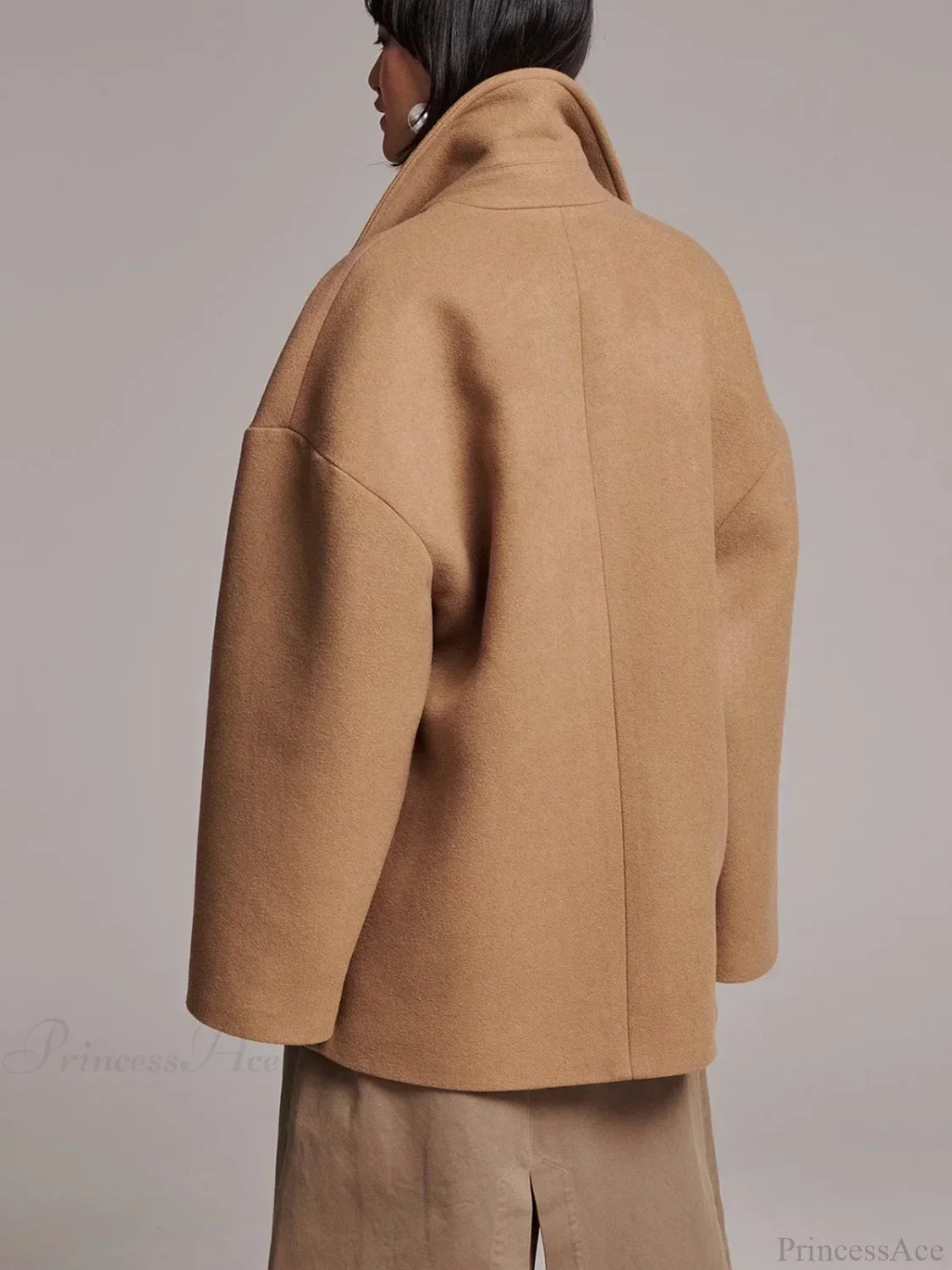 Elegant Black Wool Slim Long Reversible Single-Breasted Coat