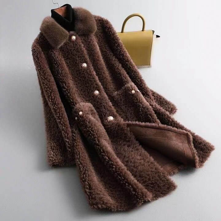 Victoria Couture Luxurious Shearling Coat for Stylish Comfort