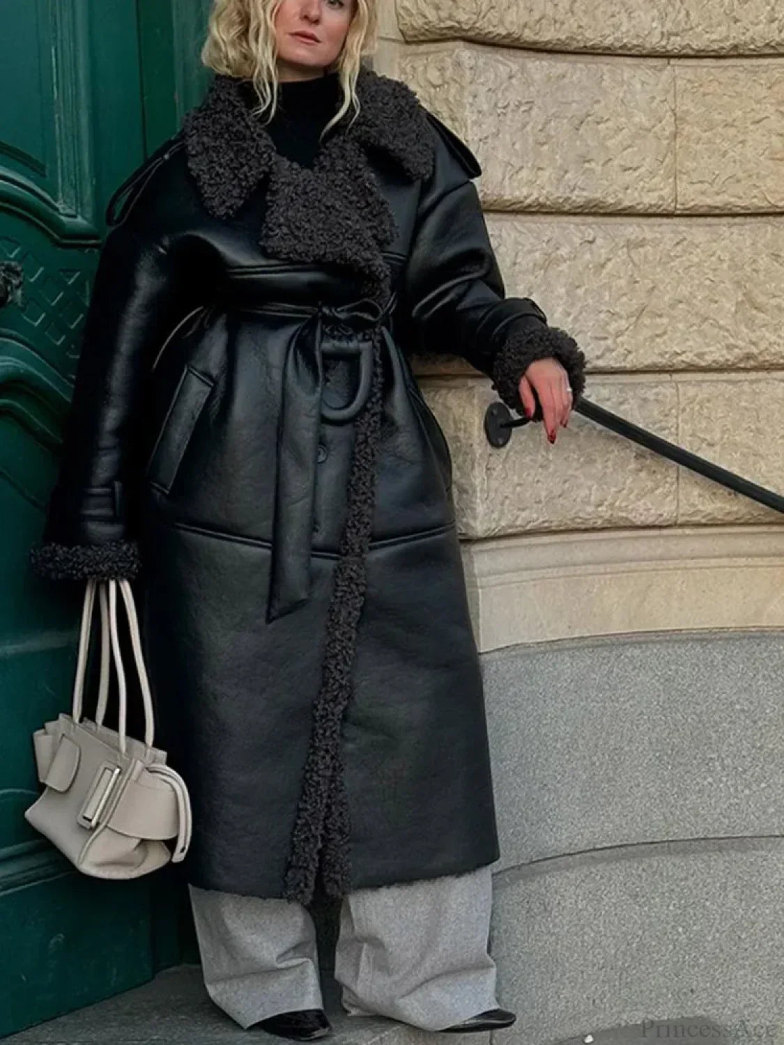 Belt and lace embellishment Burgundy scarf collar oversized for stylish protection