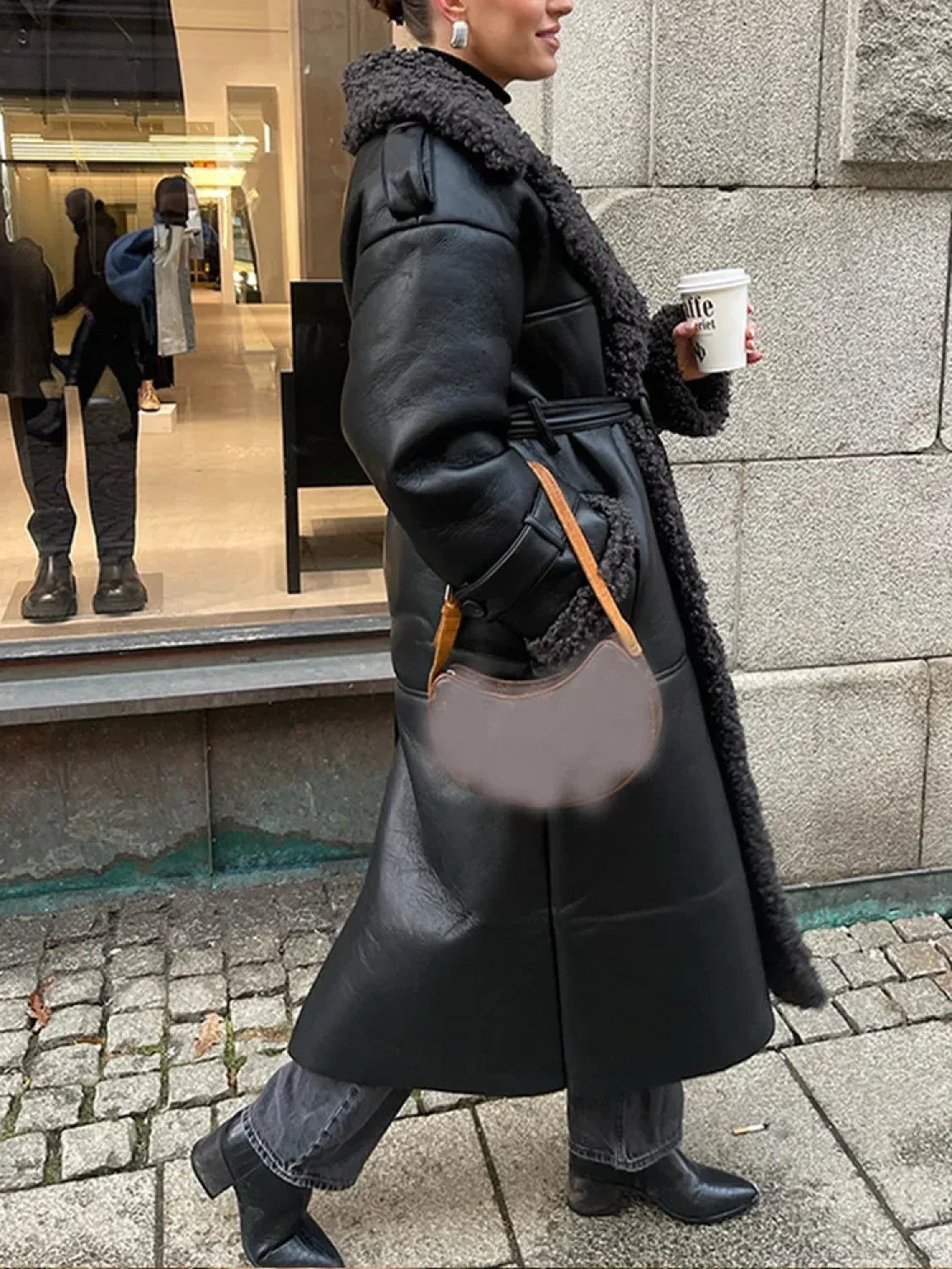 Belt and lace embellishment Burgundy scarf collar oversized for stylish protection