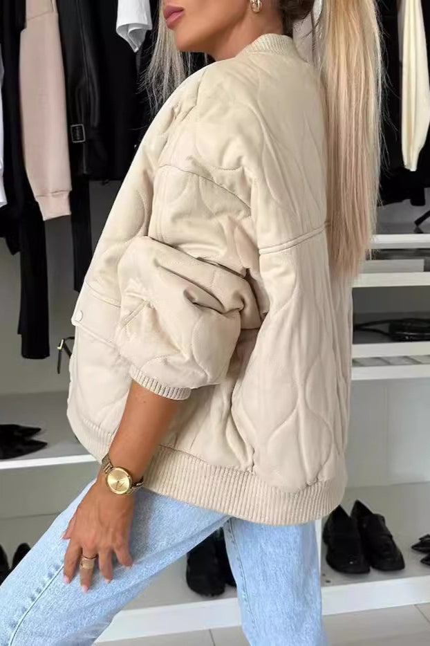 Casual Solid Color Button-Front Padded Coat for Cozy Comfort