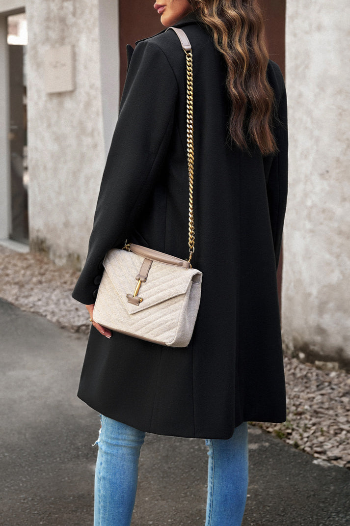 Oversized Solid Color Wool Blend Coat