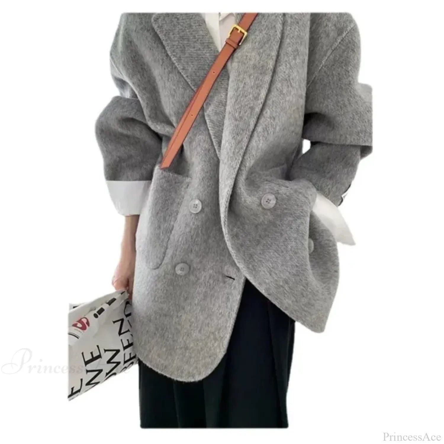 Oversized Cashmere and Wool Turn-Down Coat for Cozy Comfort