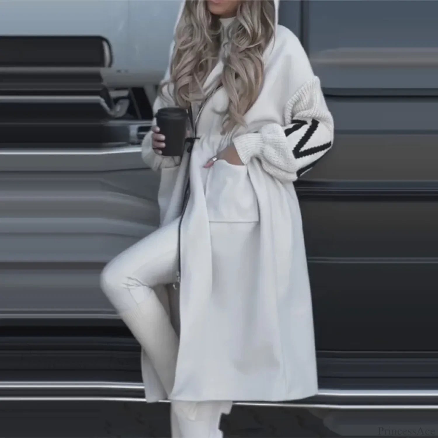 Casual Long Patchwork Lace-Up Overcoat - Stylish and Comfortable Outerwear for Every Season