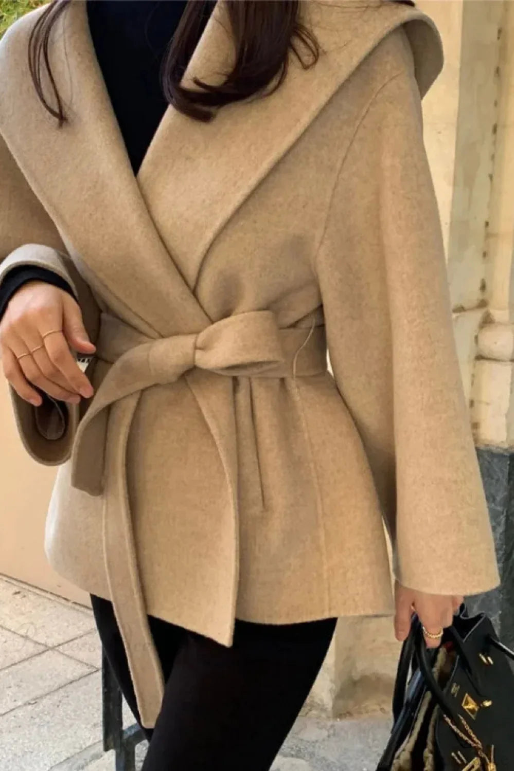 Elegant Brown Wool Coat with Hood for a Stylish Look