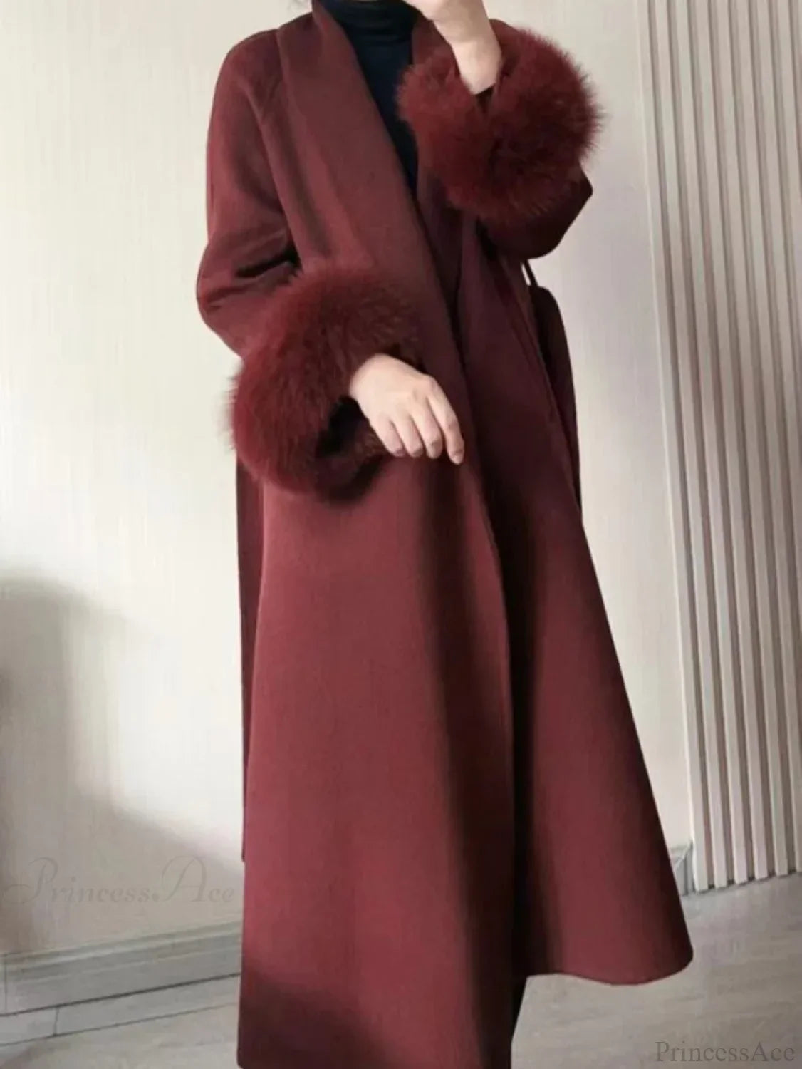 Elegant Chic Brown Wool Coat