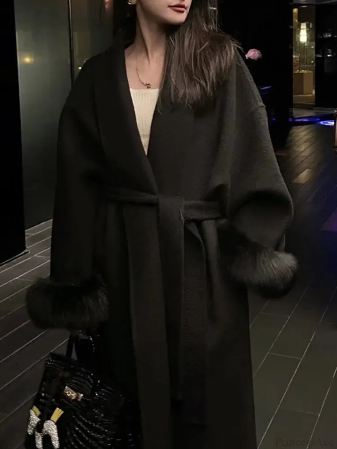 Elegant Chic Brown Wool Coat