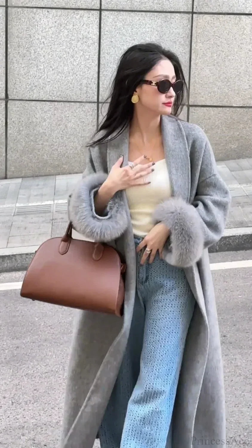 Elegant Chic Brown Wool Coat